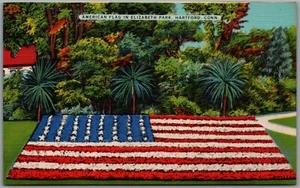 Postcard Hartford Connecticut Elizabeth Park American Flag Patriotic - Bild 1 von 2