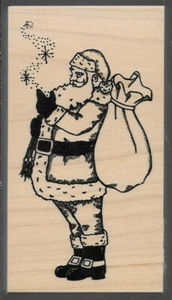 GRANDES IMPRESIONES sello de goma SANTA'S MAGIC montado en madera  - Imagen 1 de 2