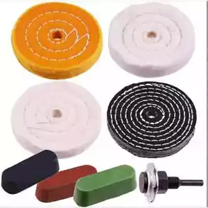 8Pcs Spiral Stitched Cotton Buffing Polishing Wheel Mop Kit For Bench Grinder UK - Picture 1 of 13