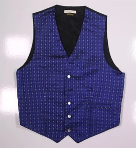 Carrot Gibbs Vest Royal Blue Jacquard Woven Silk Formal Men's Medium - Picture 1 of 5