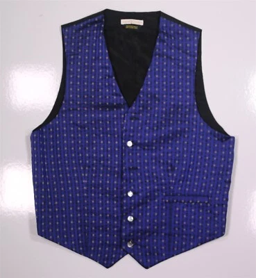 Carrot Gibbs Vest Royal Blue Jacquard Woven Silk Formal Men's Medium - Image 1 of 4