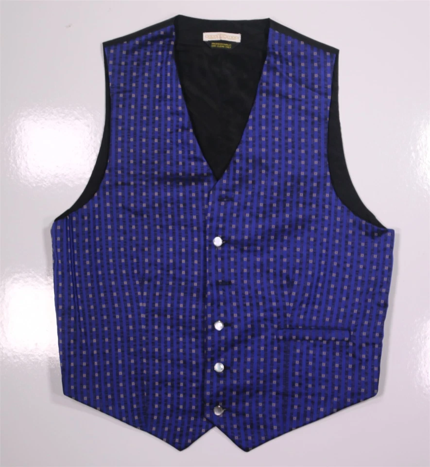Carrot Gibbs Vest Royal Blue Jacquard Woven Silk Formal Men's Medium - Image 1 of 4