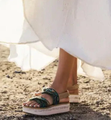 SANDALIAS MUJER TEVA PLANAS CERES DOBLE DIAMANTE AZUL VERDE AZULADO TALLA US 7 Foto 1 de 4