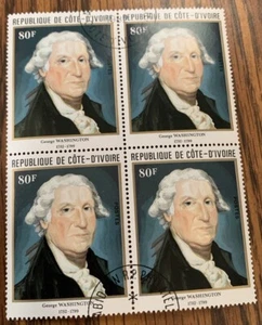 1982 George Washington 250th Birthday  Anniversary  Ivory Coast #624 Block Of 4 - Picture 1 of 6