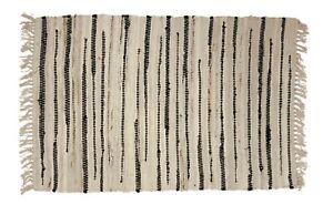 Sturbridge Rag Rug Carpet Runner in Neutral Stone Color, 24 x 72 In, 100% Cotton