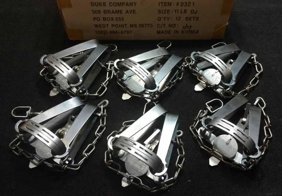 6 Duke #11 Long Spring Double Jaw trap 0321 Trapping Mink Coon Muskrat Survival  - Image 1 of 1