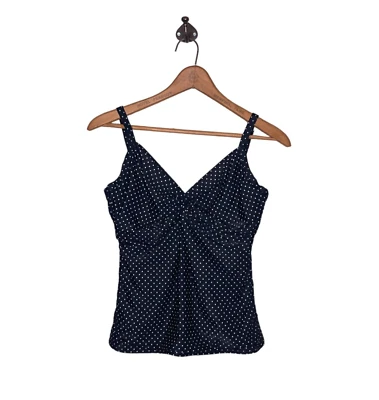 Camiseta Tankini MiracleSuit 12 Negra Lunares Adelgazante Giratoria Frontal Hecha en EE. UU. Foto 1 de 4