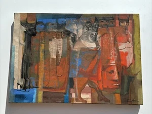 MID CENTURY ABSTRACT PAINTING LARGE MODERNIST PORTRAIT EXPRESSIONISM VINTAGE - Picture 1 of 17