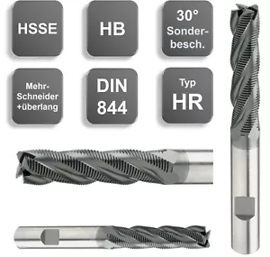 HSSE Fresa de desbaste recubierta especial extralarga HB 30° tipo HR DIN844 ✔ 6-32 mm - Imagen 1 de 7