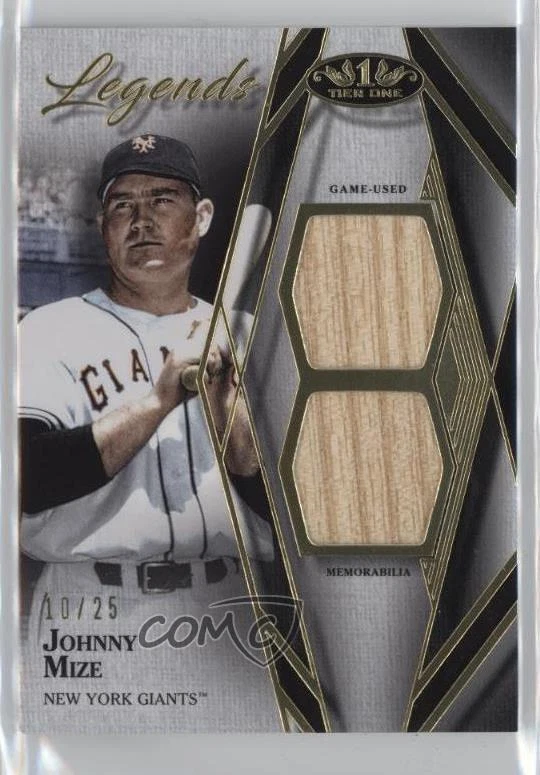 2022 Topps Tier One Legends Relics /25 Johnny Mize #T2LR-JMi Dual Patch HOF