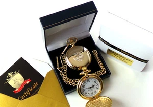 Handelsmarine ECHT VERGOLDET Taschenuhr LUXUS Geschenk Etui Wappen Abzeichen Anhänger - Bild 1 von 3