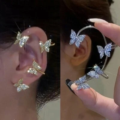 Nuevo pendiente de joyería envolvente sin piercing clip para oreja mariposa circón chapado en oro Foto 1 de 4
