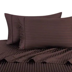 Luxury 300 Thread Count 100% Cotton Sheets Damask Stripe Luxury Sateen Sheets - Picture 1 of 5