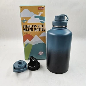 Civago 64 Unzen Classic Indigo Edelstahl Thermo Wasserflasche mit Strohhalm - Bild 1 von 10