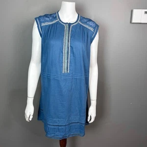 Paul & Joe Sister shirt dress size 6 / EU 36 embroidered lace blue gauzy  - Picture 1 of 12