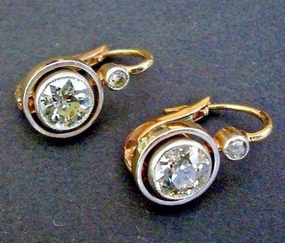 Brinco feminino pendurado/gota folheado a ouro amarelo 14K com diamante redondo criado em laboratório 2 quilates - Imagem 1 de 3