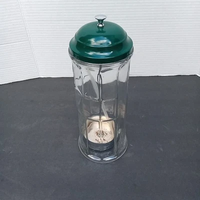 Vintage GEMCO Glass Straw Dispenser ~ Barber Stylist Comb Holder Jar ~ Metal Lid - Image 1 of 4