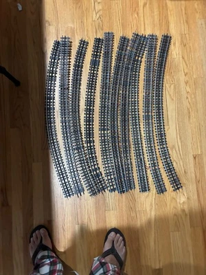 [T-O] GarGraves 102 O Gauge 3 Rail 37" Flex Track W/wood Ties Used 10 Pieces - Image 1 of 4