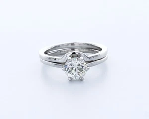 Klassisches Solitär-Brautset 1,3 kt laborgefertigter Diamant D/VVS2 Rundschliff 14 K Gold - Bild 1 von 4