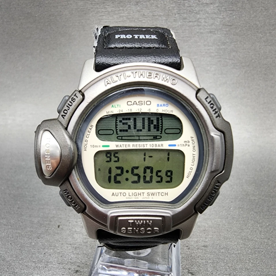 Reloj Casio Pro Trek PRL-200 Hombre 40mm Digital Tono Plateado Termo Alti Nuevo Batt Foto 1 de 1