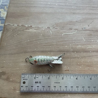 Vintage Bomber Lures 215 White Green Stripes Silver Glitter Crankbait Christmas  - Image 1 of 4