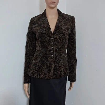 TAHARI Arthur S. Levine Vintage Women's Brown Velvet Cotton Blazer Jacket Size 4 - Image 1 of 4