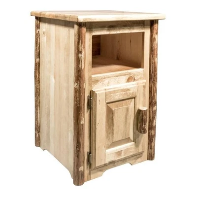 Montana Woodworks Glacier Country Left Hinged Wood End Table with Door in Brown - Image 1 of 3