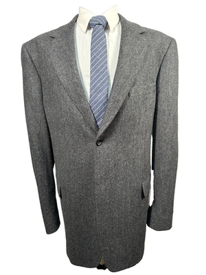 STAFFORD Mens Gray TWEED ELBOW PATCHES HERRINGBONE Sport Coat Blazer Jacket 44XL - Image 1 of 4