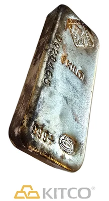Vintage Johnson Matthey 1 Kg Fine Silver Poured bar 999+ #D 028465 - Image 1 of 4