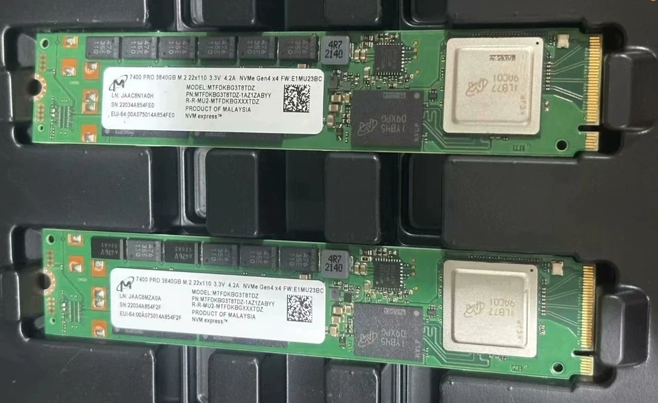 1pcs Micron 7400 PRO 3.84TB M.2 22110 NVMe Gen4 x4 MTFDKBG3T8TDZ-1AZ1ZABYY SSD - Image 1 of 1