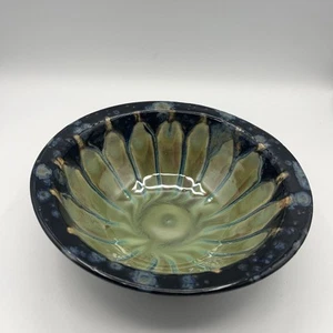 Studio Art Pottery Hand Thrown Bowl Green Brown Drip Glaze - Picture 1 of 16