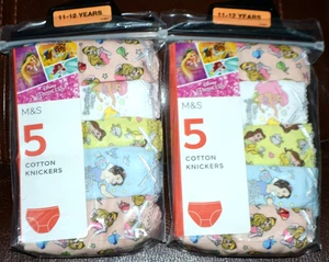 GIRLS M&S 5 PACK X 2 DISNEY PRINCESS COTTON KNICKERS AGE 11-12 YEARS - NEW - Picture 1 of 1