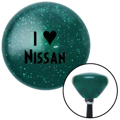 Black I <3 for NISSAN Green Retro Metal Flake Shift Knob w/ M16x1.5 Insert Auto - Image 1 of 4
