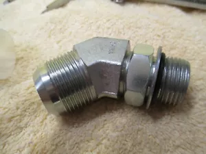 6802-16-12 1" Male JIC X 3/4" Male O-Ring Boss, 45 Deg. Hydraulic Fitting, H7 - Picture 1 of 8