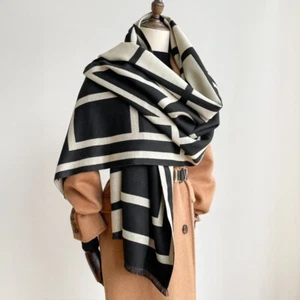Women's Cashmere Scarf Knit Scarf Imitation Cashmere Winter Warm Scarf Winter - Picture 1 of 24