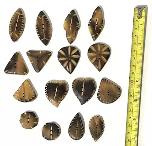 Wooden Buttons Large Brown Lot of 16 1" - 2" Sewing Crafts 2 Hole Flat Button - Picture 1 of 11