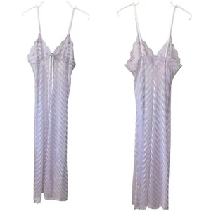 VTG Montgomery Ward Lavender Sheer Satin Lace Romantic Nightgown Dress L NWT - Picture 1 of 8