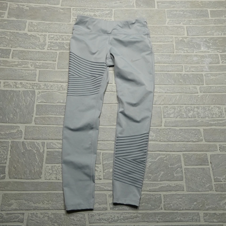 Nike Running Leggings Womens Medium Epic Run 3M Reflective Gray Ankle - Image 1 of 4