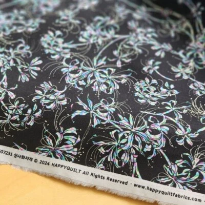 Tecido estampado coreano tradicional flor jagae aranha lírio feito na Coréia BTHY - Imagem 1 de 4