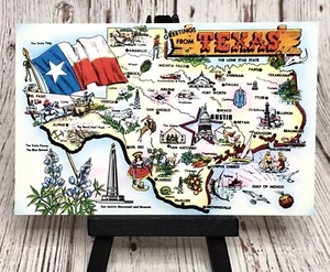 Greetings from Texas Tourist Pictorial Map Tourism Travel Souvenir Postcard - Picture 1 of 4