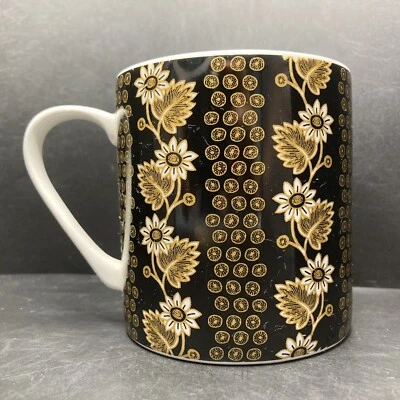 Queens Noir Anchor Black & Gold Floral Ceramic Mug Made in England *Scratched* - Image 1 of 4
