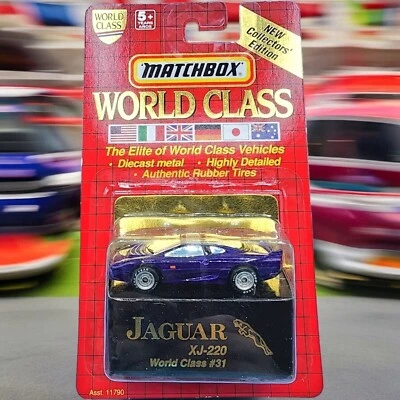 Matchbox Clase Mundial Jaguar XJ-220 #31 Púrpura Diecast Car 1993 Edición Coleccionista Foto 1 de 4