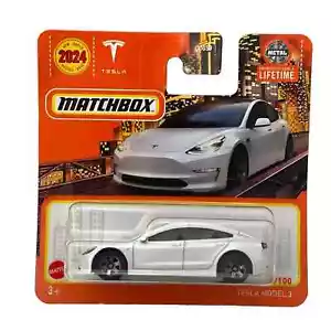 Tesla Model 3 White Matchbox 2024 83/100 1:64 HVN50-LA10 Short Card - Picture 1 of 1