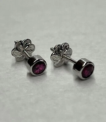 White Gold Earrings 18k and Natural Rubies From Mogok. - Image 1 of 4
