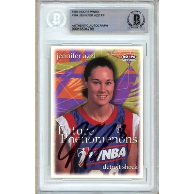 Jennifer Azzi Signed 1999 Hoops WNBA #104 Card AUTO Beckett BAS Slabbed Shock - Image 1 of 4