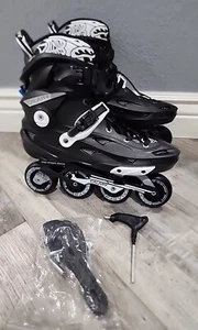 Calary Inline Skates Outdoor Adult Size Women's 11 Men's 9 Black/White EU 44 - Picture 1 of 11