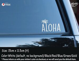 Aloha Palm Car Sticker -Reflective/Metallic Color Floral Flower Bumper Decal