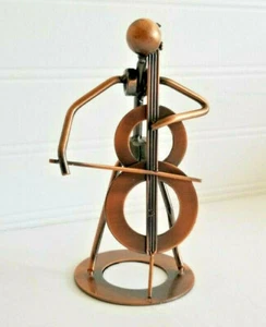 Nuts and Bolts Cello Player Metal Musician Figurine 5.5" - Picture 1 of 8