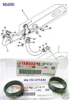 Yamaha YG1 LB80 LB50 RD60 RD125 RD200 YCS1 Exhaust Gasket x2 OEM 3NA-14714-01 Foto 1 de 2