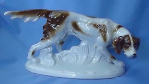 ENGLISH SETTER SPRINGER BRITTANY SPANIEL BIRD DOG GERMANY 13" FIGURINE mark 1950 - Picture 1 of 9